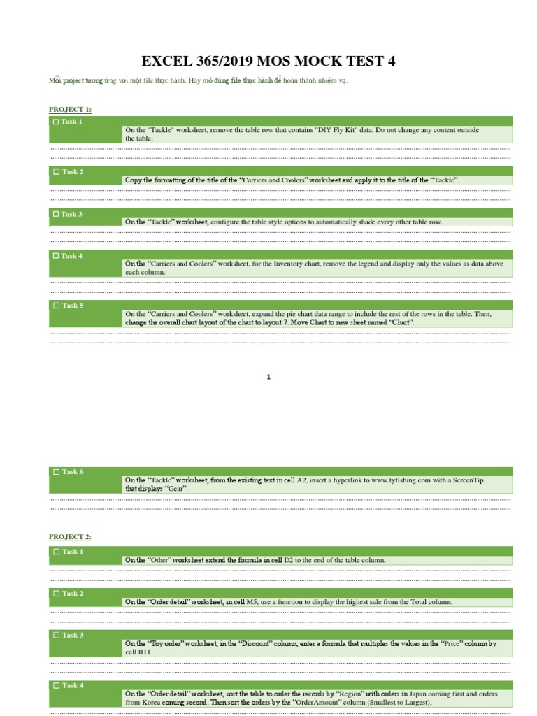 Excel 365/2019 Mock Test Guide | PDF | Worksheet | Microsoft Excel