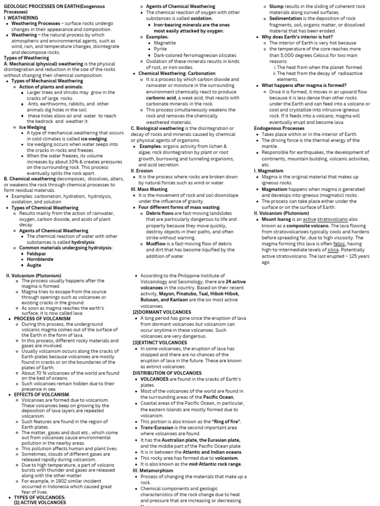 Geologic processes on earth exogenous processes pdf volcano