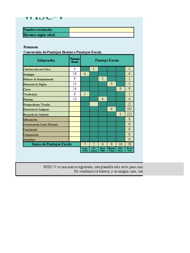Exel WISC - Dadier Jaramillo Cortes | PDF