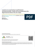 Examen de La Motivation Et Performance Entrepreneuriales - Étude Sur Les Entrepreneurs Des Départements Nord Et Pas-de-Calais