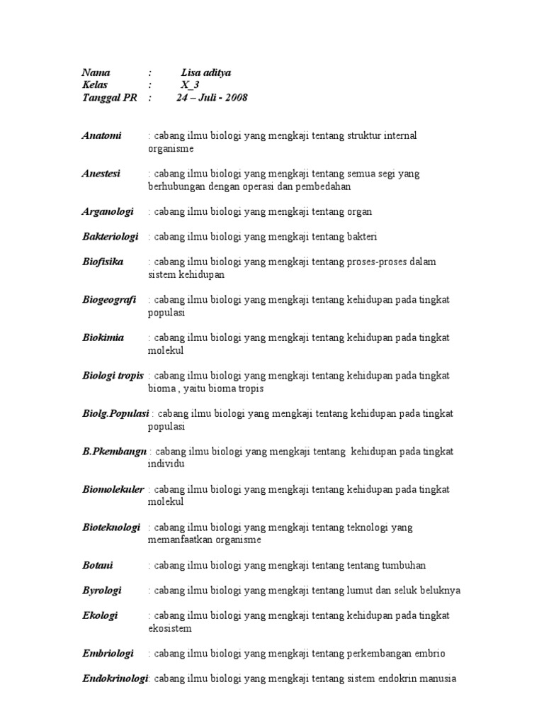 Cabang Cabang Biologi 2 Pdf