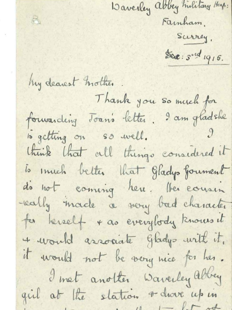 First World War nurse letters 19151916