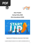 Uttar Pradesh Startup Policy 2020 First Amendment 2022