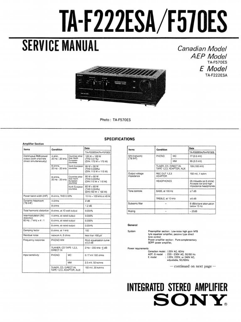 Sony Ta-F222esa Ta-F570es SM | PDF
