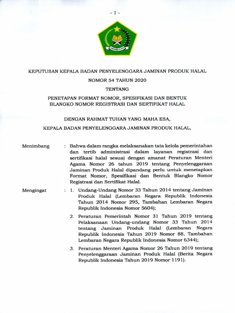 Format dan Nomor Sertifikat Halal | PDF | Hukum