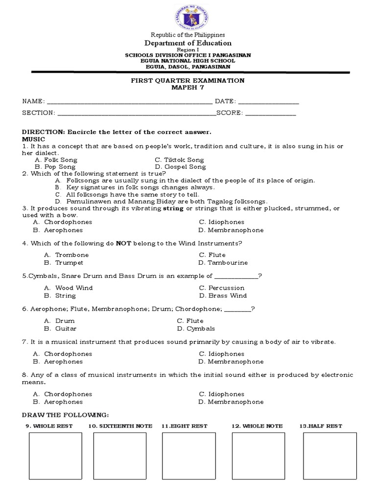 G7 Exam PDF String Instruments Musical Instruments