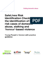 SafeLives Risk Identification Checklist For The Identification of High Risk Cases of Domestic Abuse, Stalking and Honour'-Based Violence