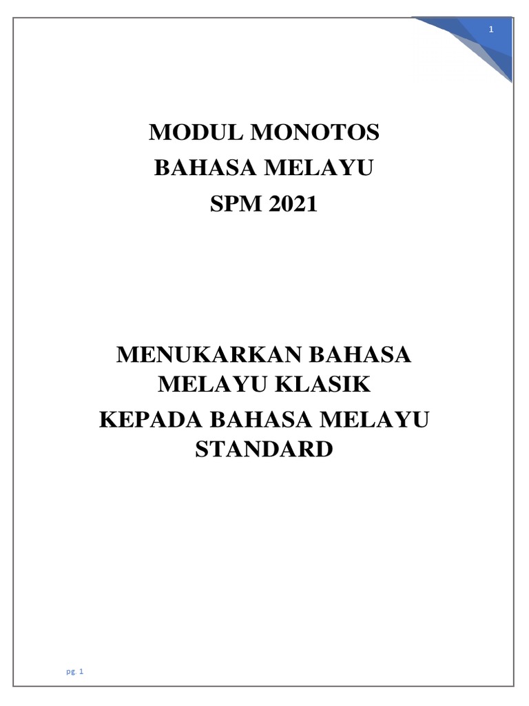 Modul Bahasa Melayu Standard + Skema | PDF