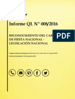 Informe QL #008 Reconocimiento Del Carácter de Fiesta Nacional Legislación Nacional