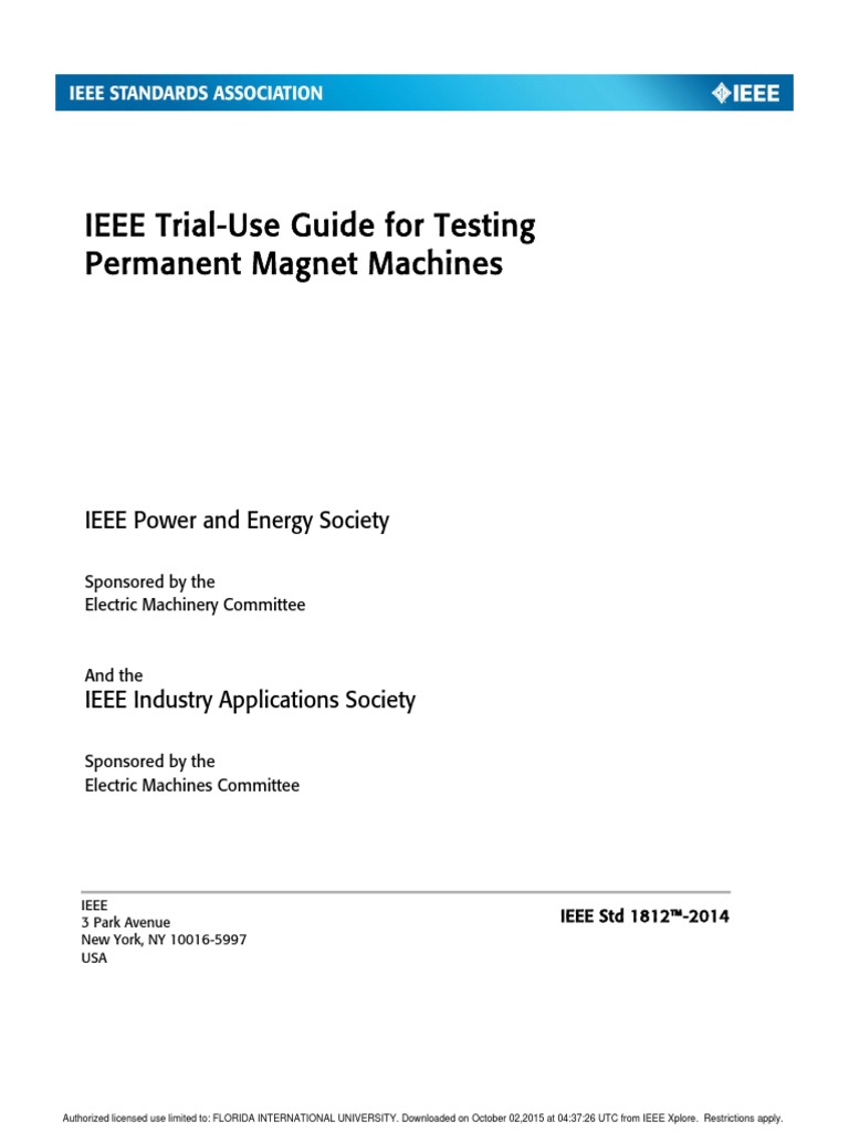 (IEEE) Trial Use Guide For Testing Permanent Magnet Machines | PDF ...