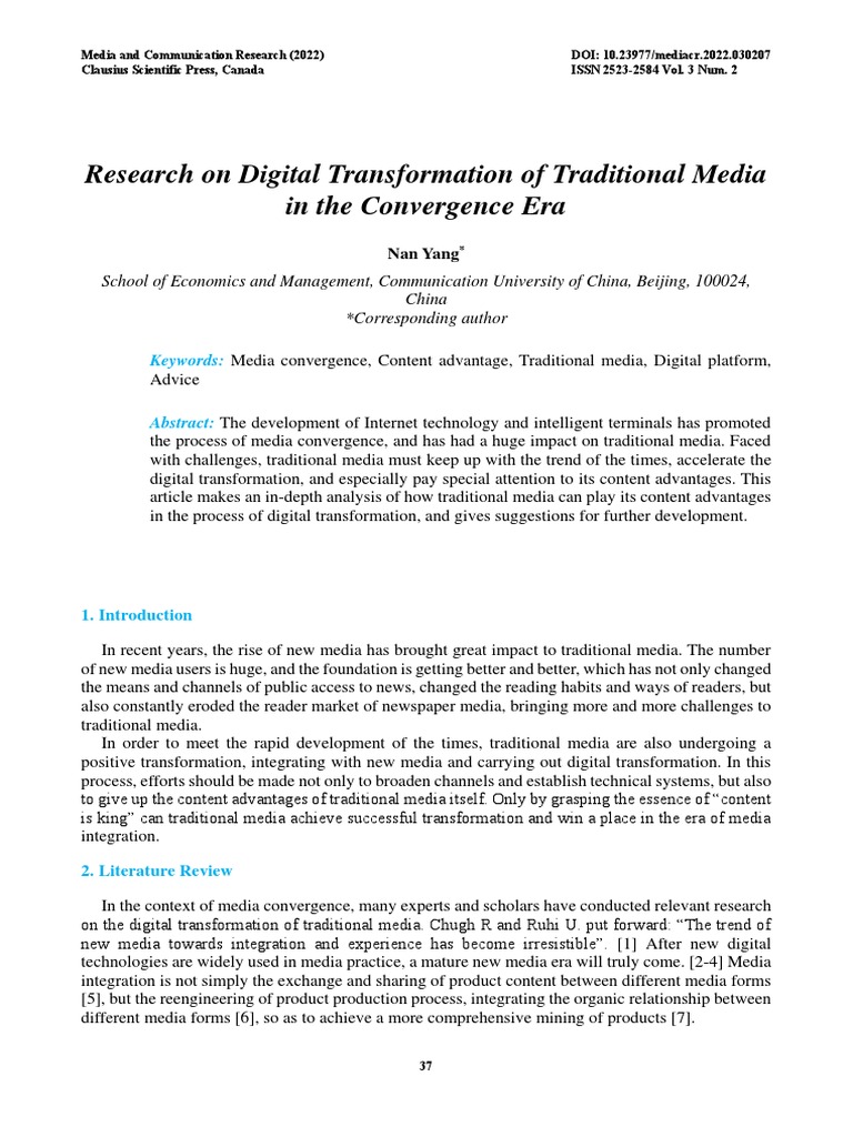 Research On Digital Transformation of Traditional Media in The ...