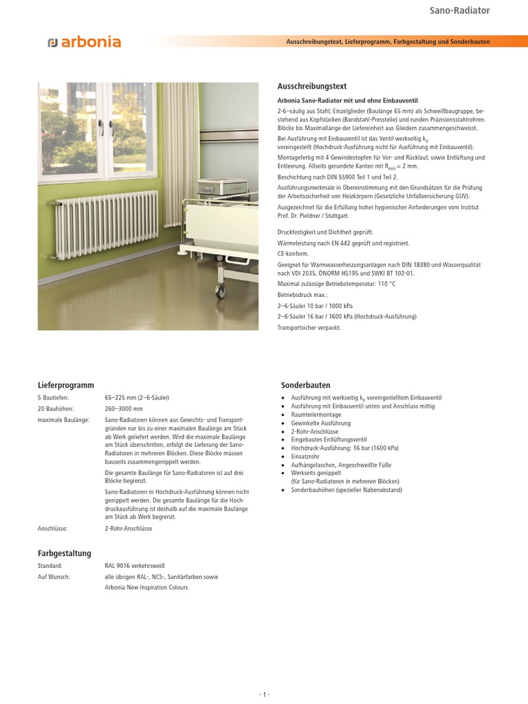 Produktdatenblatt Sano-Radiator 2016 | PDF