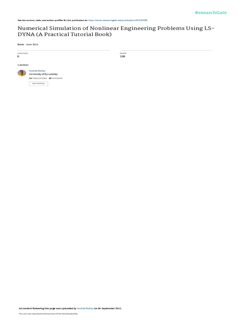 Numerical Simulation of Nonlinear Engineering Problems Using LS DYNA ...