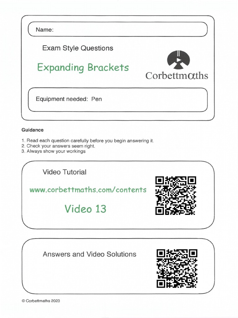 Expanding-Brackets-answers | PDF