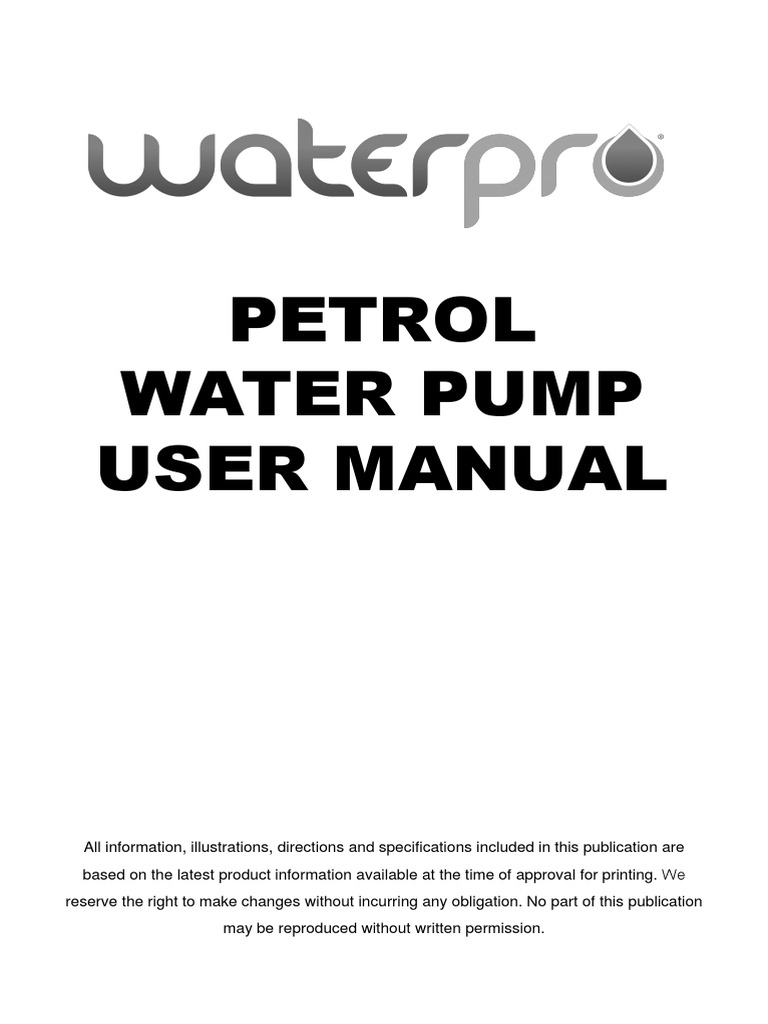WATERPRO Petrol Engine Driven Pump Manual PDF