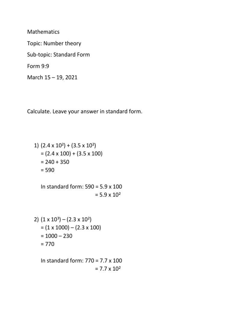 Calculate STANDARD FORM PDF