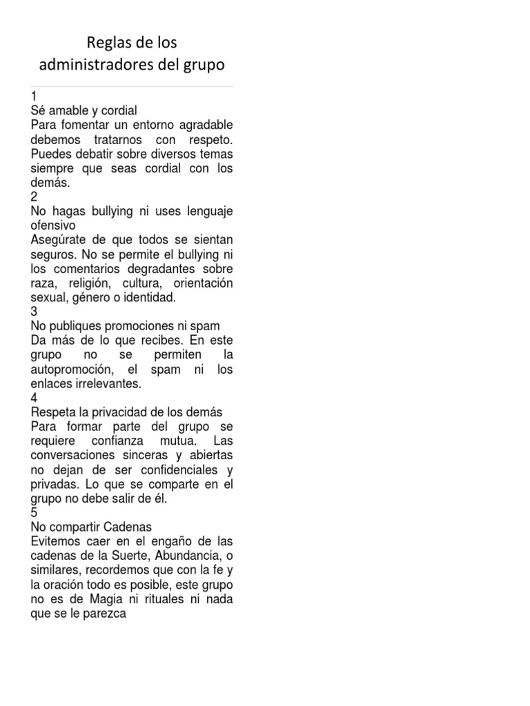 Reglas de Los Administradores Del Grupo | PDF