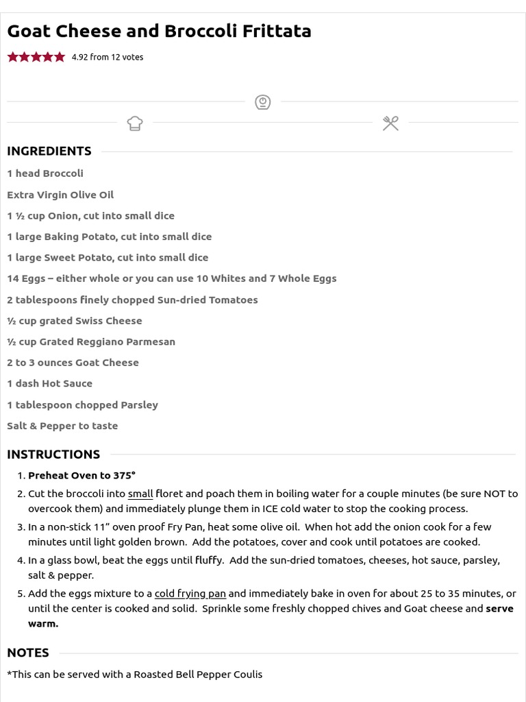 Goat Cheese and Broccoli Frittata Chef Jean Pierre PDF