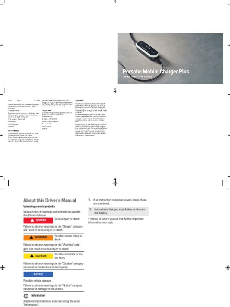 Porsche Mobile Charger Plus Driver's Manual PDF Ac Power Plugs