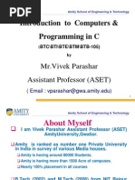 Introduction To Computers & Programming in C: MR - Vivek Parashar Assistant Professor (ASET)