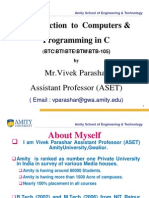 Introduction To Computers & Programming in C: MR - Vivek Parashar Assistant Professor (ASET)