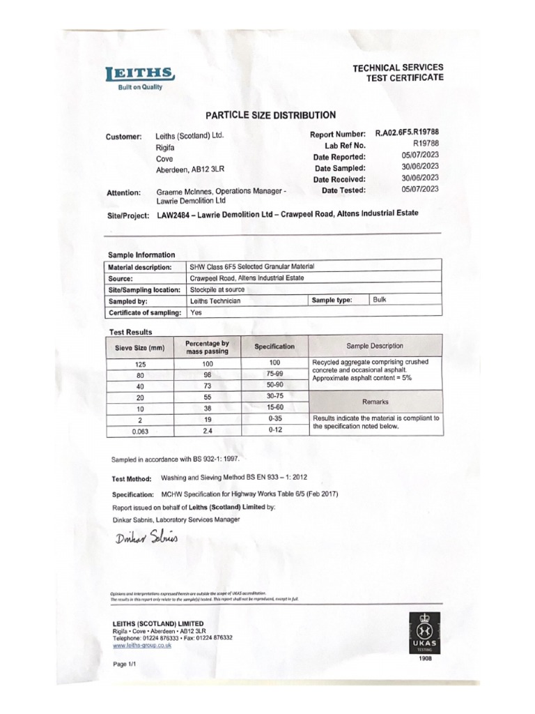 6F5 Mot Technical Test Certification PDF