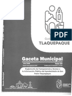 Reglamento de Transparencia y Acceso A La Información Pública Del Ayuntamiento de San Pedro Tlaquepaque