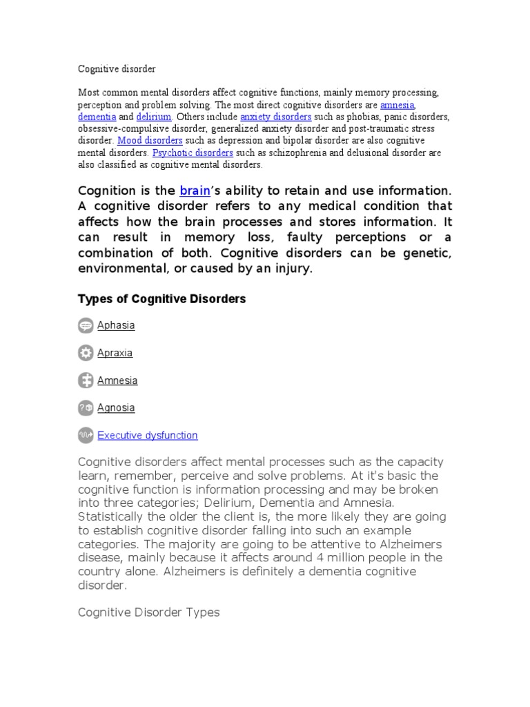 Cognitive disorder essay image