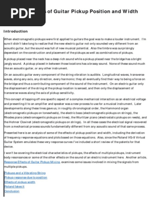 Response Effects of Guitar Pickup Position and Widthb
