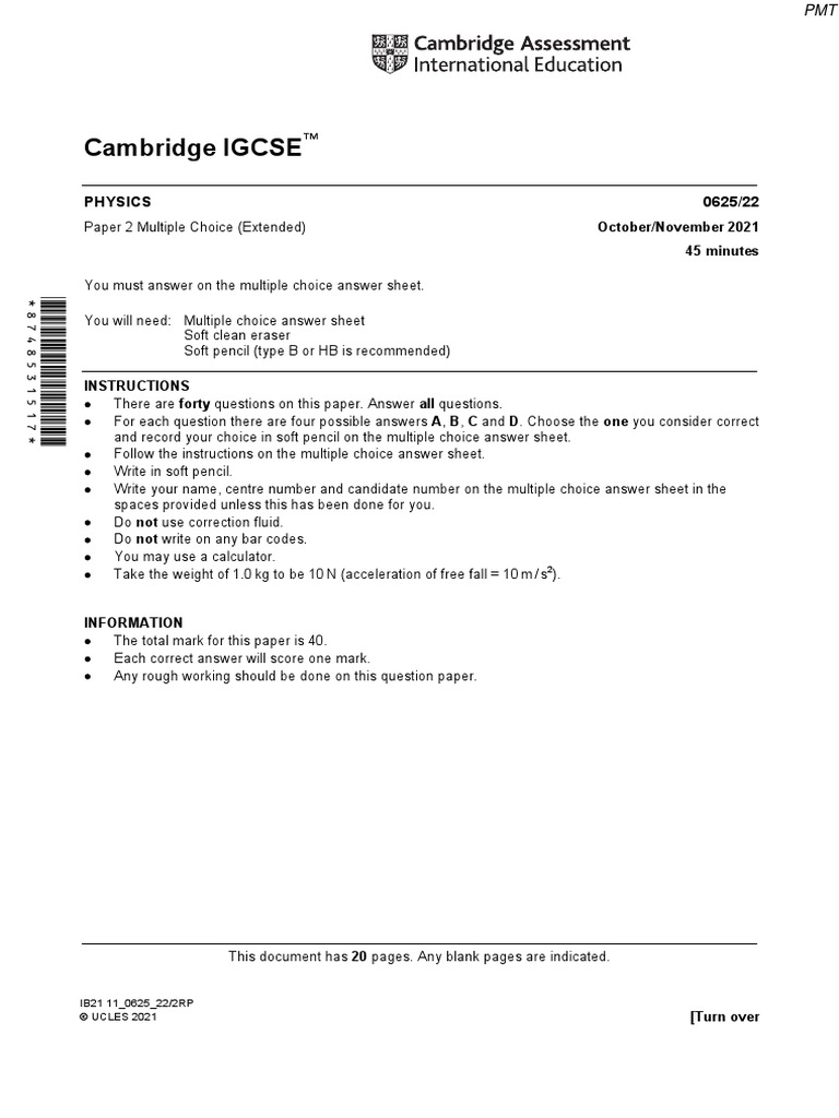November 2021 v2 qp paper 2 caie physics igcse pdf