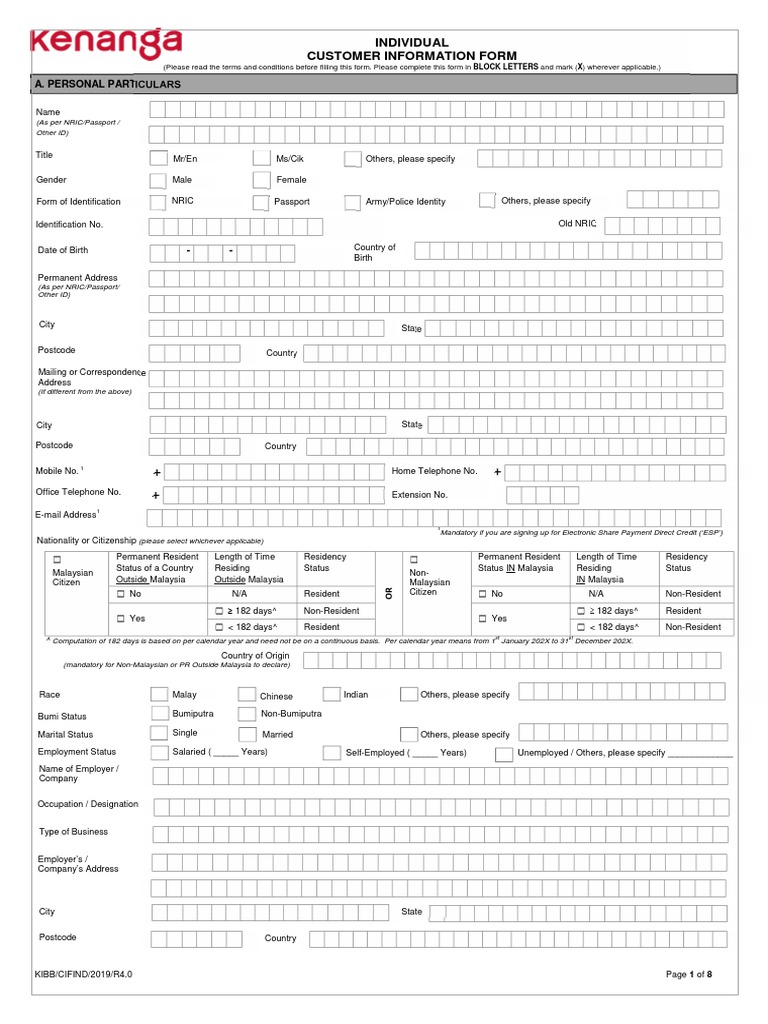 Individual Customer Information Form | PDF | Credit | Finance & Money ...