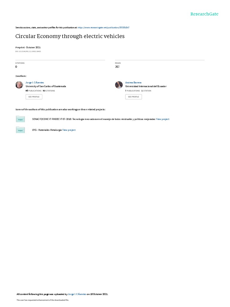 Circular Economy Through Electric Vehicles Pdf Electric Vehicle