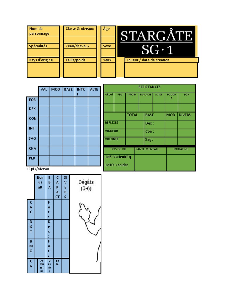 Fiche de personnage RPG détaillée | PDF