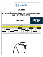 7º ANO Avaliação Por Área de Conhecimento Av2 - 2º Trimestre