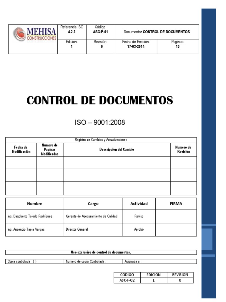CONTROL DE LOS DOCUMENTOS Ok | PDF | Calidad (comercial) | Archivo de ...