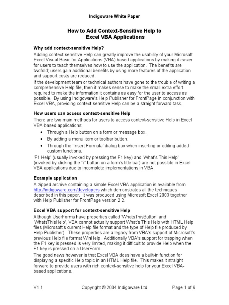 Excel Help PDF Microsoft Excel Visual Basic For Applications