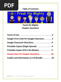 Freak The Mighty Chapter Questions
