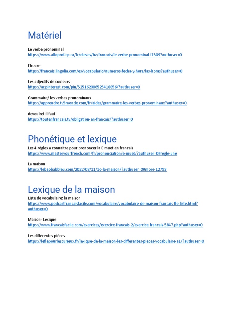 Verbes pronominaux et vocabulaire maison | PDF | Arts du langage et ...