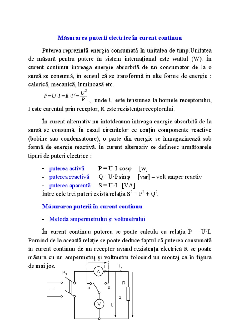 Măsurarea Puterii Electrice | PDF