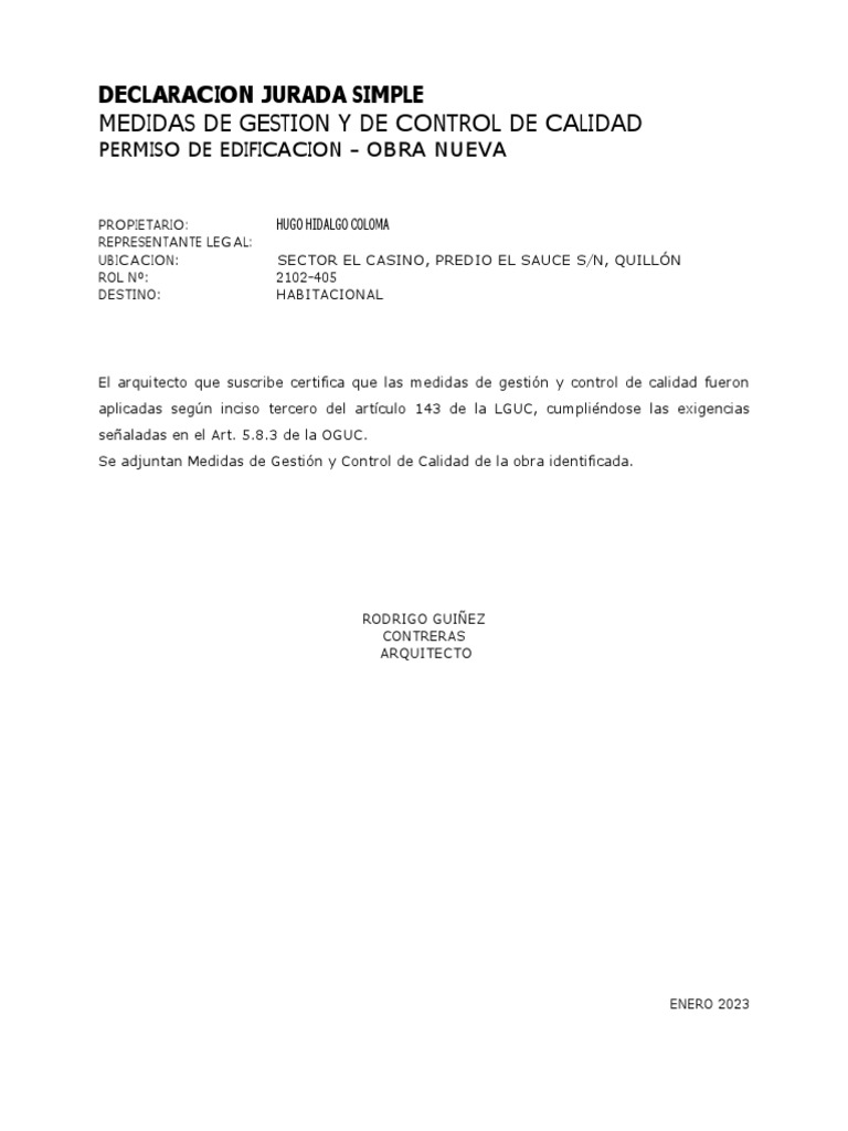 Medidas Gestion y de Control de Calidad | PDF | Hormigón