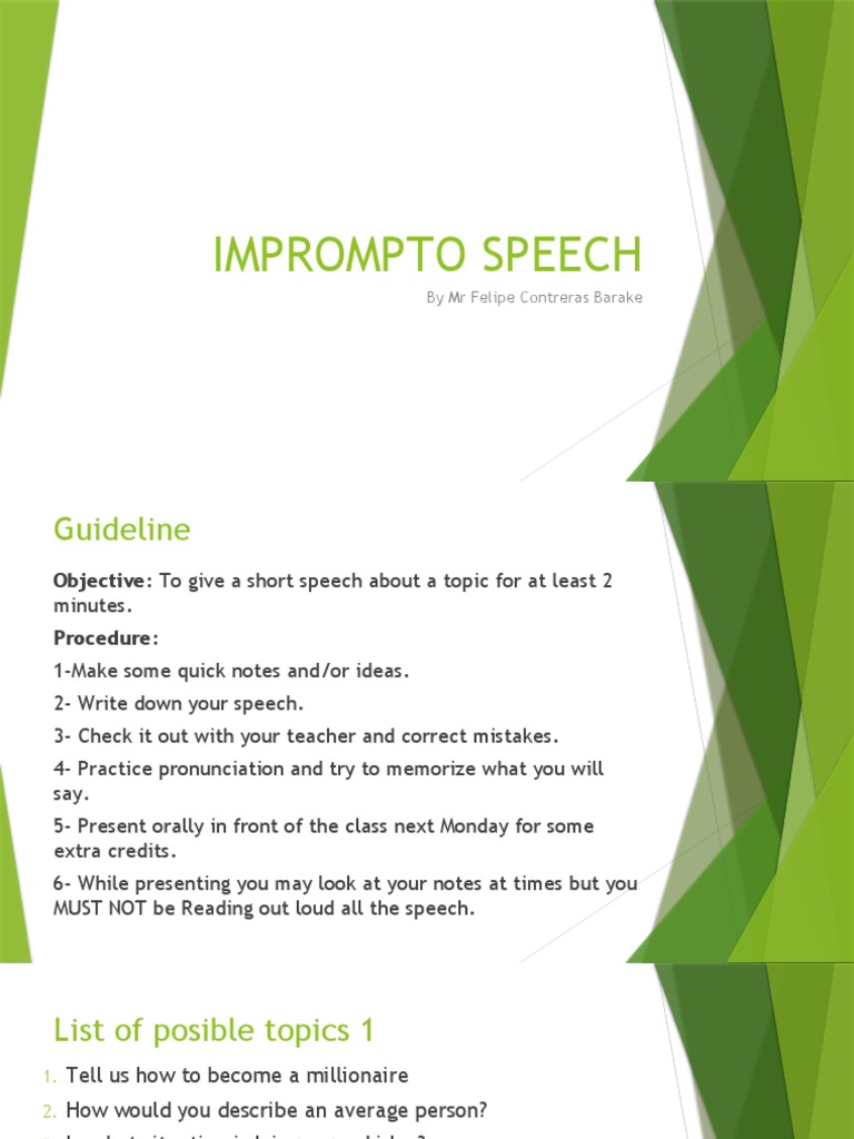 Impromptu Speech Guidelines | PDF