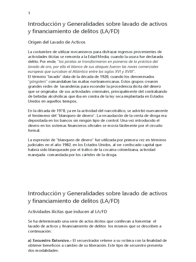 Lavado de Activos y Financiamiento Criminal | PDF | Lavado de dinero ...