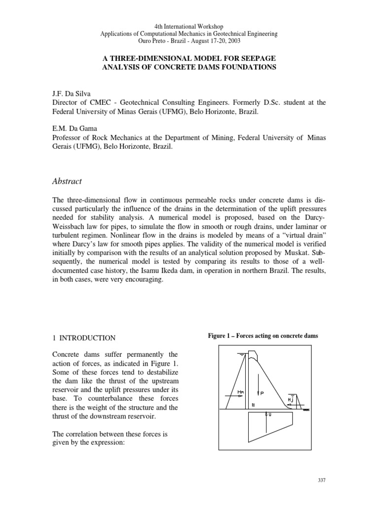 Geo 580 A ThreeDimensional Model For Seepage Analysis of Concrete