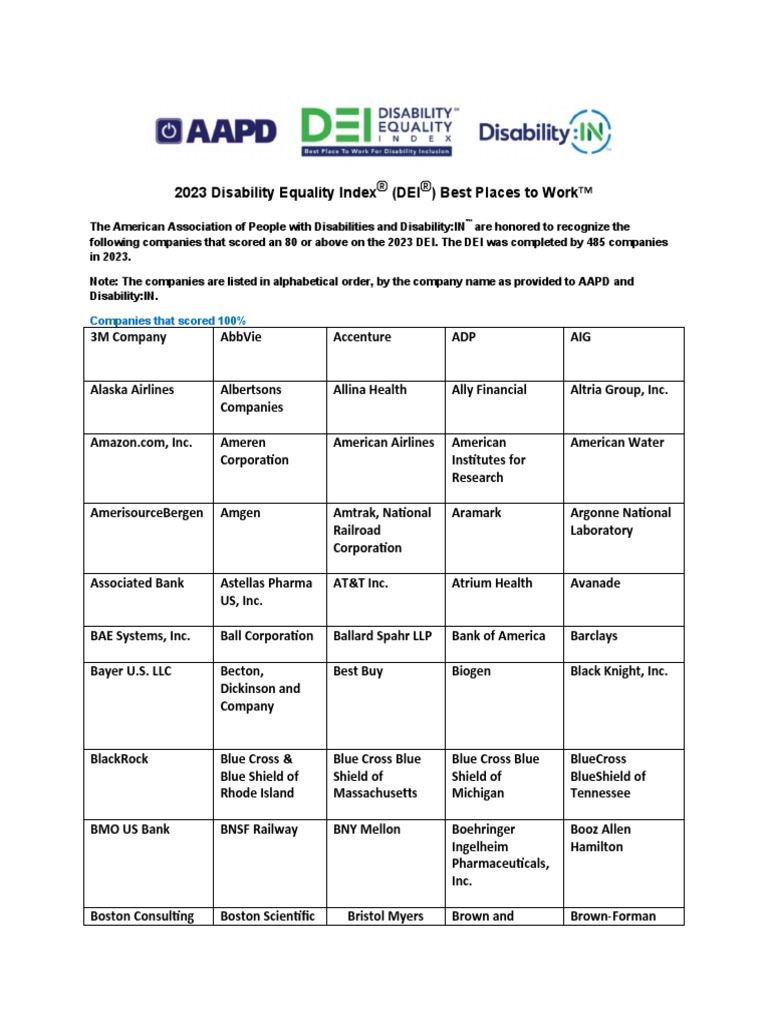 2023 DEI Top Scoring Companies July 11+TH+Updated+ PDF Financial Services Companies Of