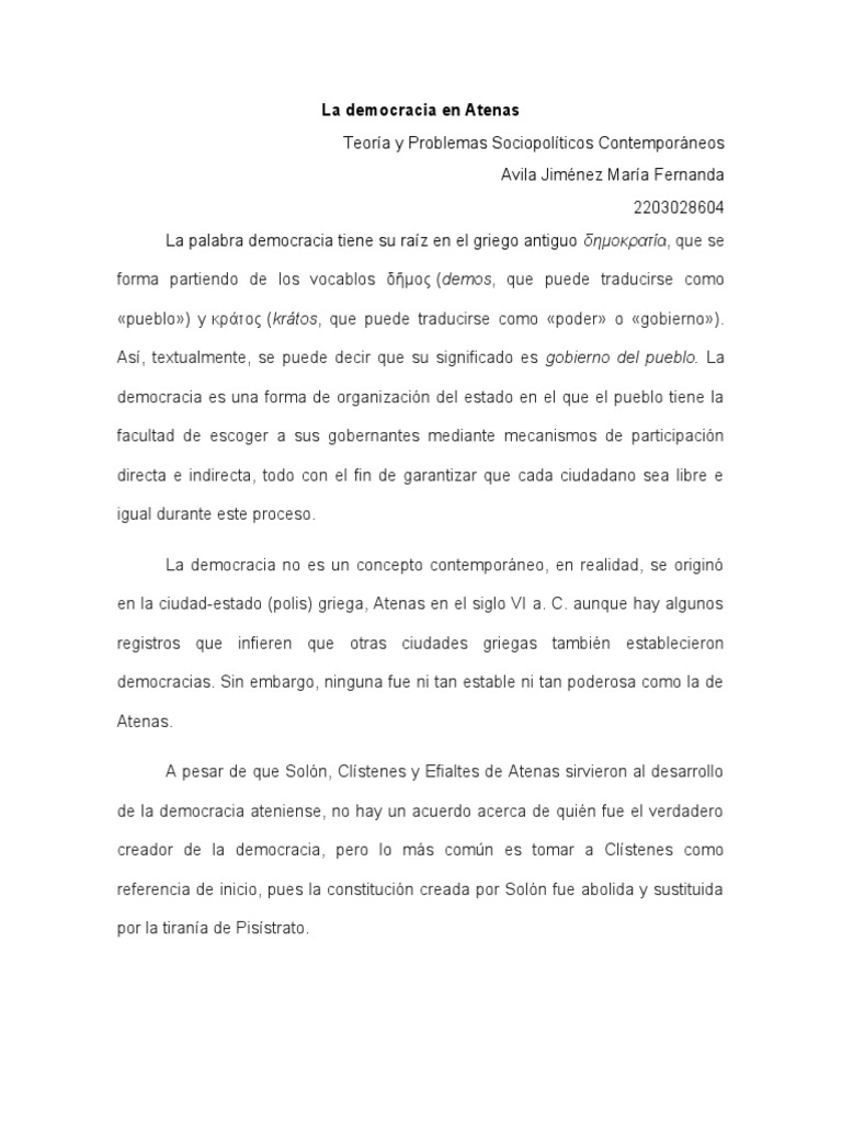 Democracia en Atenas: Orígenes y Estructura | PDF | Democracia ...
