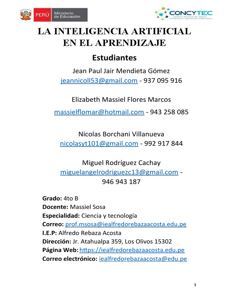 Impacto de la IA en el Aprendizaje Escolar | PDF | Inteligencia ...
