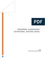 Programa Alimentario Nutricional Integral (Pani) : Unidad Técnica Del Gabinete Social
