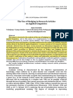 (13394584 - Journal of Language and Cultural Education) The Use of Hedging in Research Articles On Applied Linguistics