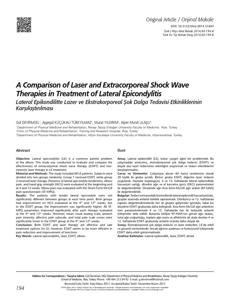 A Comparison of Laser and Extracorporeal Shock Wave | PDF