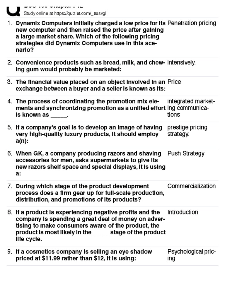 Print BUS 100 Chapter 12 Quizlet PDF